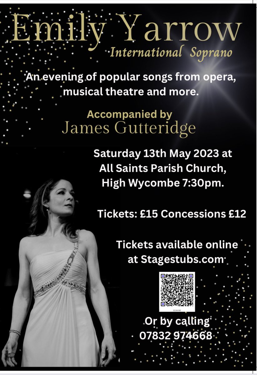 EmilyYarrowSop's tweet photo. A fabulous evening of famous opera and musical theatre songs in High Wycombe All Saints Church on Saturday 13th May, 7:30pm. Come along! X https://t.co/GfIWWHbi6b