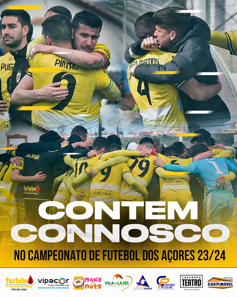 𝐂𝐎𝐍𝐓𝐄𝐌 𝐂𝐎𝐍𝐍𝐎𝐒𝐂𝐎 no Campeonato de Futebol dos Açores 2023/2024 🫡💛

Somos o Juventude Desportiva Lajense, o clube que nasceu para existir e envolver as gentes das Lajes.

#BoraAmarelos #YellowSubmarine