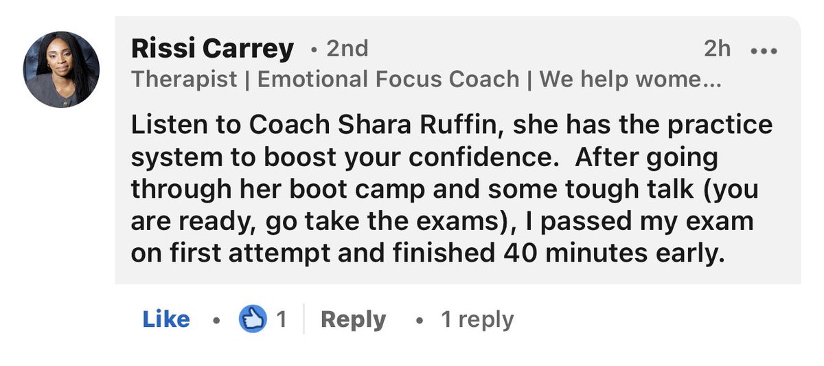 SharaRuffin's tweet image. Did you know it's possible to pass your social work licensing exam on your 1st Try? Check out Rissi Carey's inspiring story of success with my 7 week group coaching program 🤩  #socialworkertwitter #socialworker #socialwork