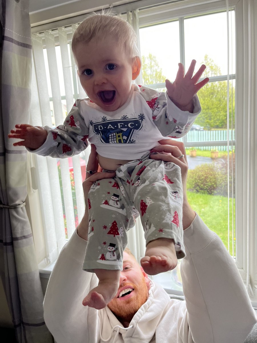 suzy__webb's tweet photo. Norrie had a good first season with the pars! Dunfermline jammies on to celebrate being the champions🏆⚽️@officialdafcSLO @officialdafc https://t.co/eHtQLiYnu0