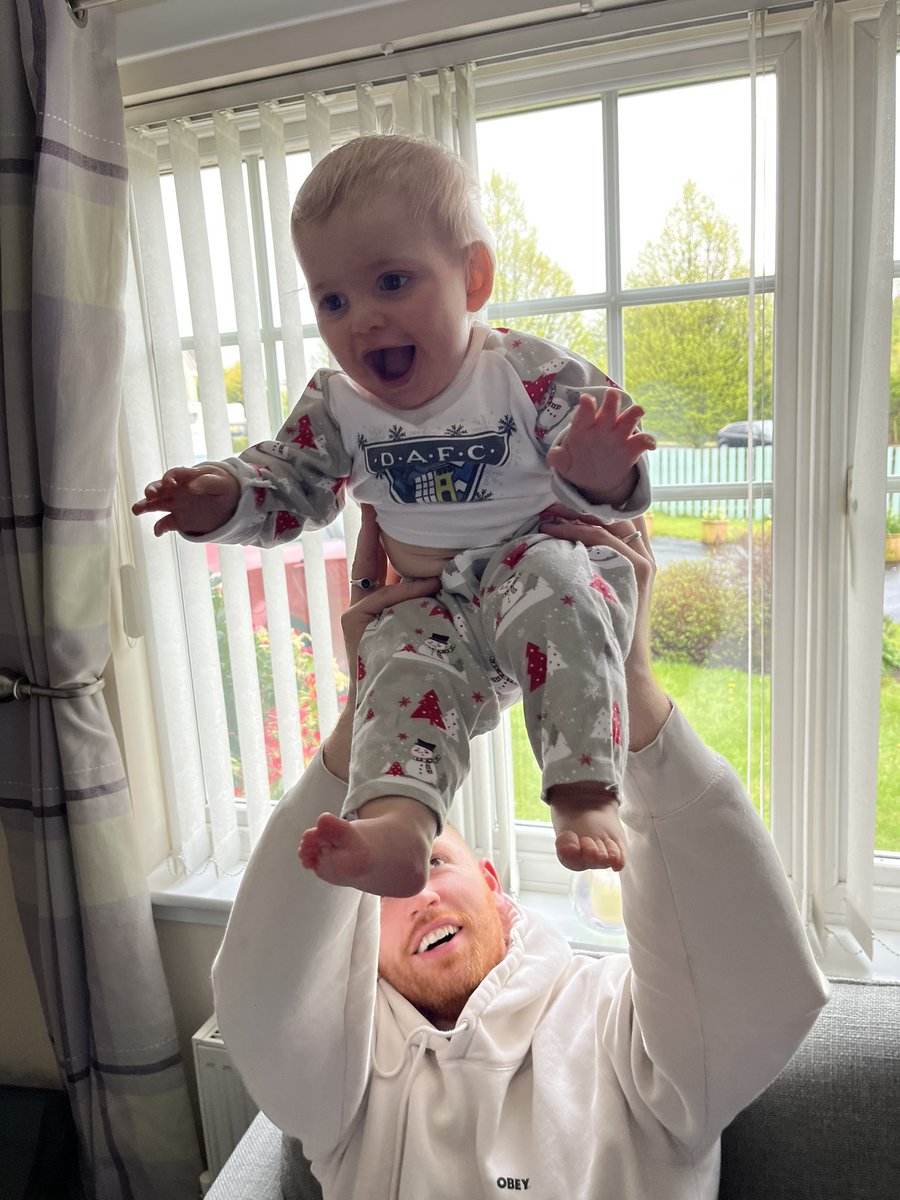 suzy__webb's tweet photo. Norrie had a good first season with the pars! Dunfermline jammies on to celebrate being the champions🏆⚽️@officialdafcSLO @officialdafc https://t.co/eHtQLiYnu0