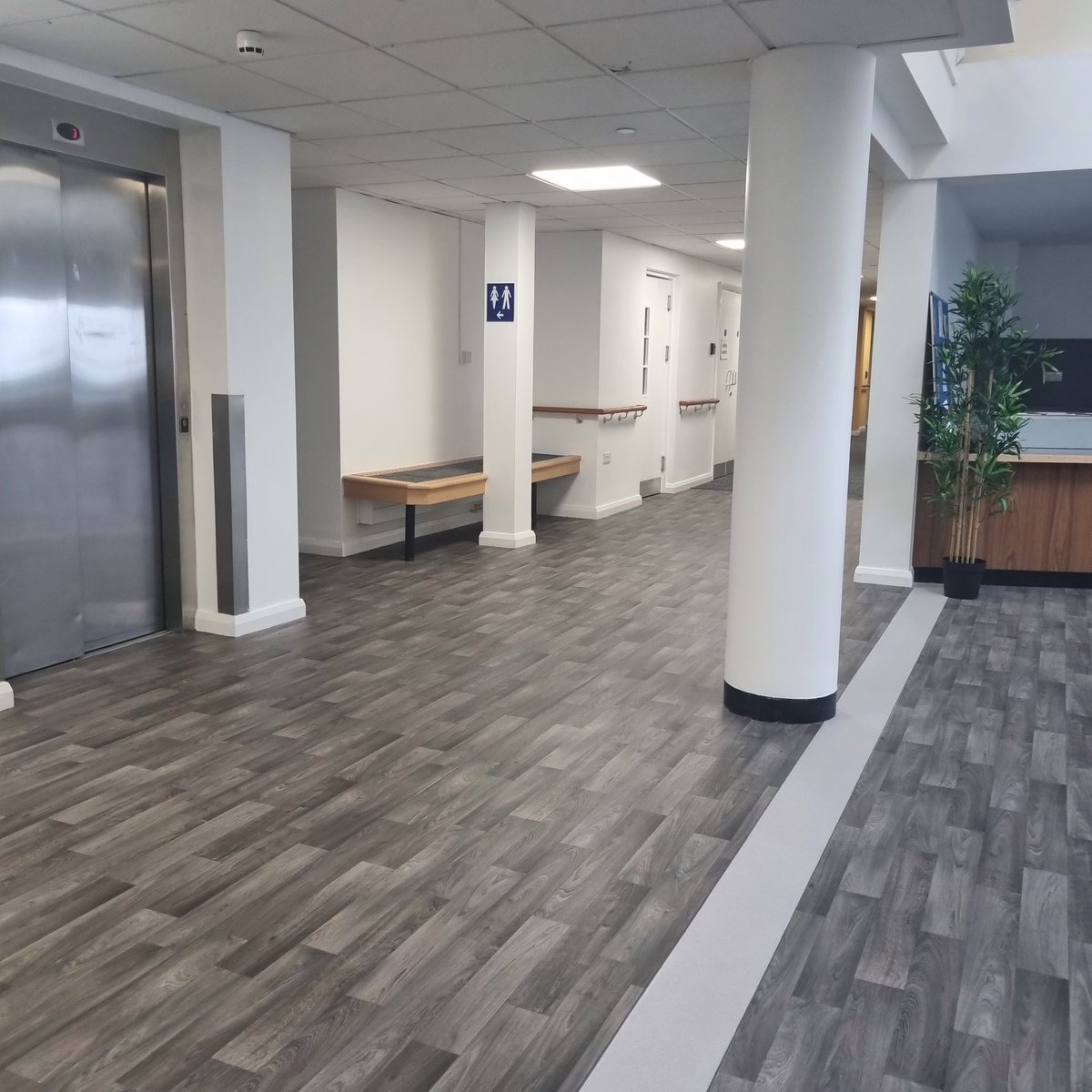 YsbrydM's tweet photo. Getting there-floor laid, walls painted,servery &amp; kitchen updated. Crockery, plants &amp;  picture frames delivered.
Next week sees new surfaces on/around reception &amp; servery and  blinds. Couple more weeks wait for new signs and NEW FURNITURE! 
#extracare #morethanhousing  #community https://t.co/dYzAfhbmlI