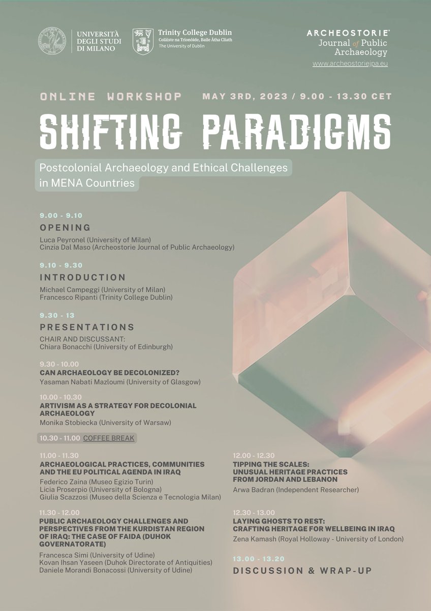 📢 #ShiftingParadigms is tomorrow!

🌐Join us at 9 CET time to know more about the opportunities, limits and ethical challenges of adopting postcolonial approaches in MENA countries  

Book your ticket at: bit.ly/ShiftingParadi…… 
#pubarch
