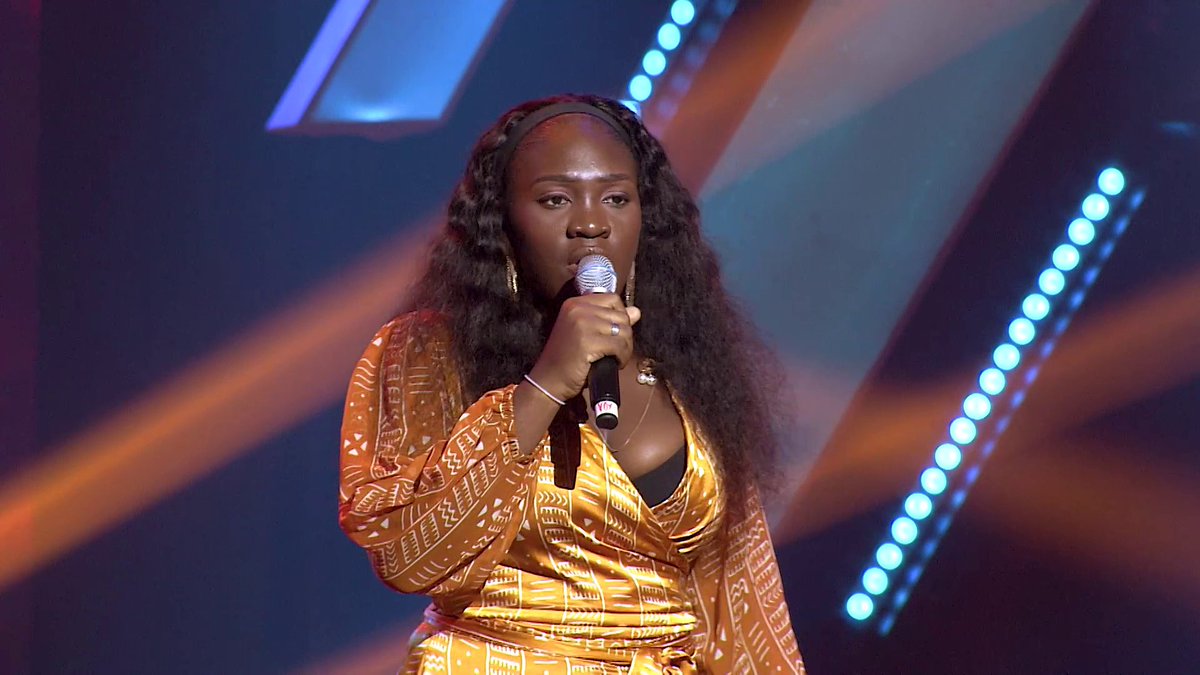 Airtel_Ug's tweet photo. @yemialadee Ericka Bangouabe Olga from Gabon faces the blinds next singing “In My Blood” by Shawn Mendes. Coach Jaydee is the first to applaud and push the buzzer. Ericka is good but for the nerves. We wish her well. She joins #TeamJaydee
#TheVoiceAfrica #ConnectedbyAirtel https://t.co/8sTaYMsX1E