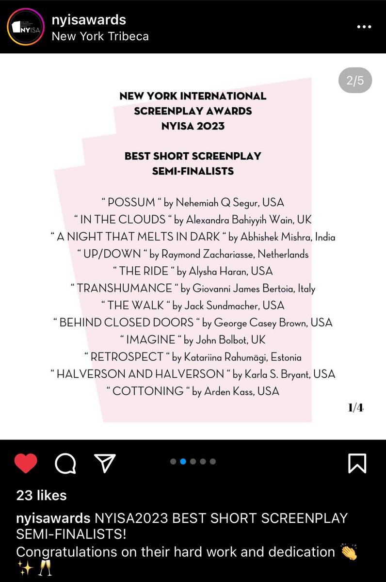 AlexandraWain_'s tweet photo. What a lovely surprise! Thank you @NYISAwards ❤️🙏😊 https://t.co/nLgUgPbI1p