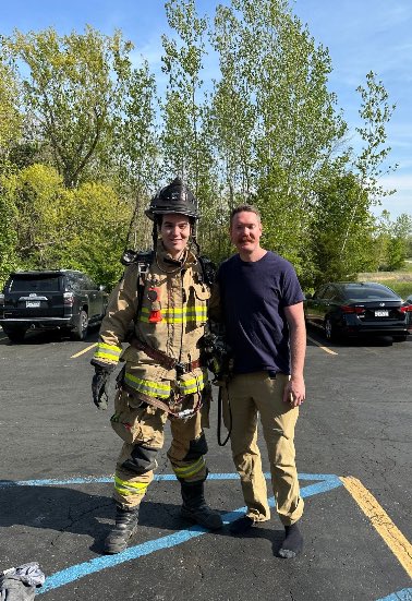 teamSBS1975's tweet photo. In honor of the Columbia Memorial Stair Climb, our very own, Joe Resch, brought in his gear and allowed each of our team members to see how quickly they could put it all on! What a memorable staff meeting 🚒 https://t.co/TRkmoJgip5