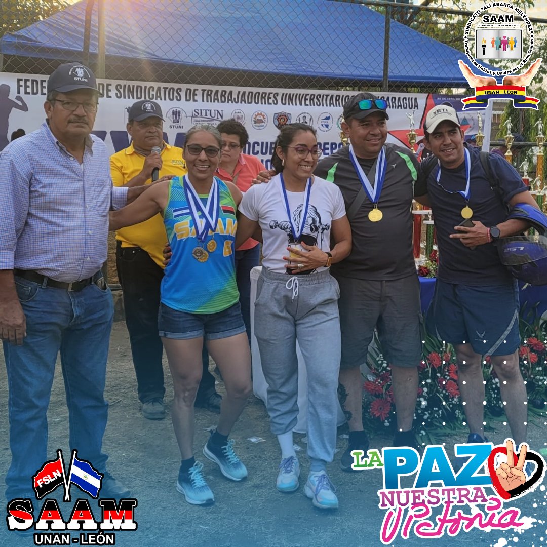 #TomasOrgulloSandinista SAAM anfitriones de los XXVII Encuentros Deportivos Intergremiales obtuvieron el 1er lugar en Soffball, vollyball masculino y femenino, billar, atletismo, baloncesto, ciclismo, football campo, salto largo Femenino, Relevo 4x400 Femenino y Masculino 🥇🏆