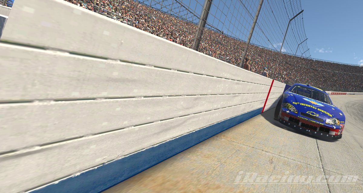 FantasyAIRacing's tweet photo. First caution of the day as Casey Mears pounds the wall down. 
114/200 https://t.co/5M8TTjwiEC