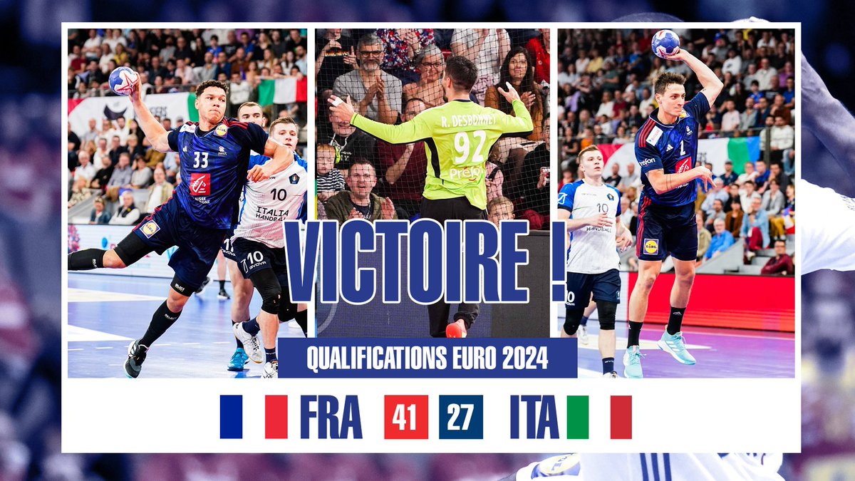 🔥VICTOIRE !🔥
Les Bleus s'imposent avec la manière face à l'Italie !

Un grand BRAVO Messieurs pour cette démonstration de force et d’#engagement. 👏

Tous avec Les Bleus ! 👊

Score final : 41🇫🇷⚡🇮🇹27

#Préfonhandball #Beleuetfier #Handball