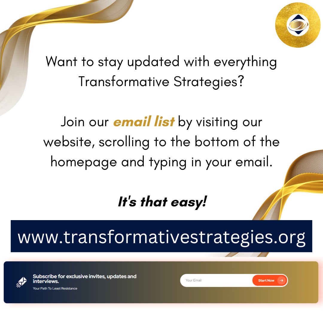 Want to stay up to date with everything TSI? Join our email list. Get emails with community updates, monthly newsletters & more! Site up via our website: transformativestrategies.org

#transformativestrategies #emaillist #subscribe #mentalhealth #youth #floridanonprofit