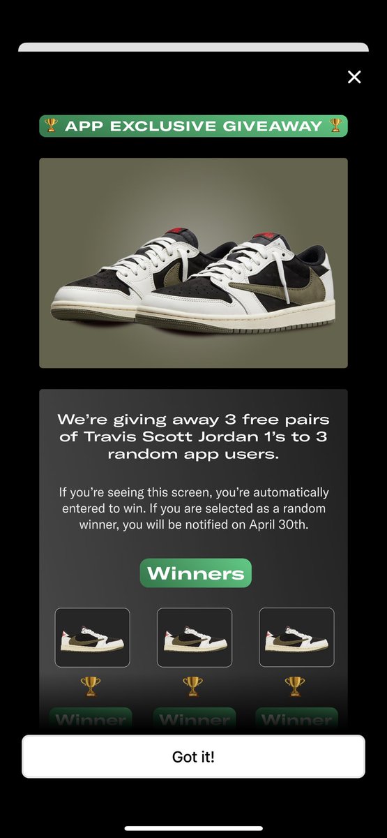 SoleRetriever's tweet photo. Winners drawn tonight at 8pm EST.

All active subscribers are automatically entered to win.

Good luck. 🤞🤞🤞 https://t.co/IiopWMZIs6