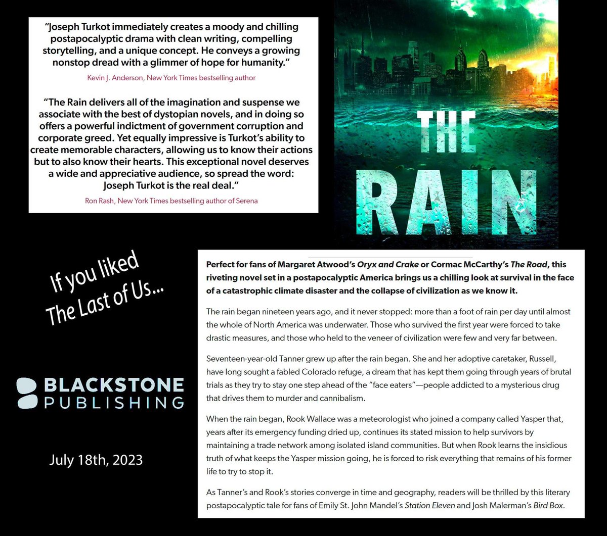 JosephTurkot's tweet photo. Giving away signed ARC copies of The Rain on https://t.co/ervxEwj8aT
⛈️⛈️⛈️
#bookworm #writerslift #giveaway #freebook #books #greatreads #dystopian #postapocalyptic https://t.co/72jqdWvu4v