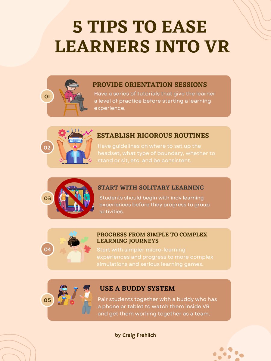 While VR can be a powerful learning tool to teach contextual relevant content through active learning journeys, it requires patience and forethought. VR is not as simple as signing a book out of the library and the learning journey begins immediately.  Here are 5 tips.