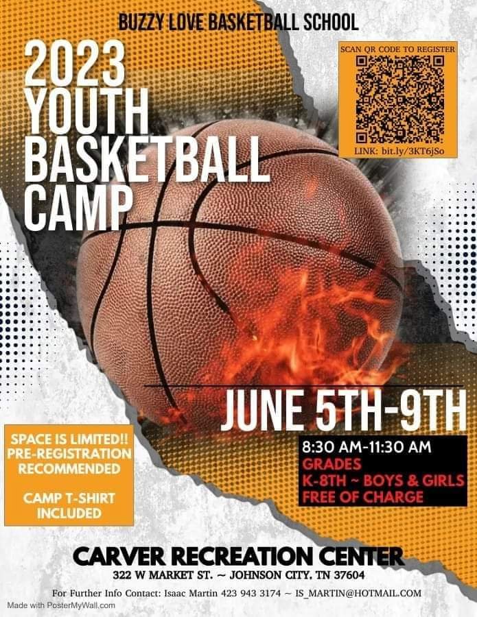THE Buzzy Love Basketball School at Carver Rec.
Free Camp
Registration is required
