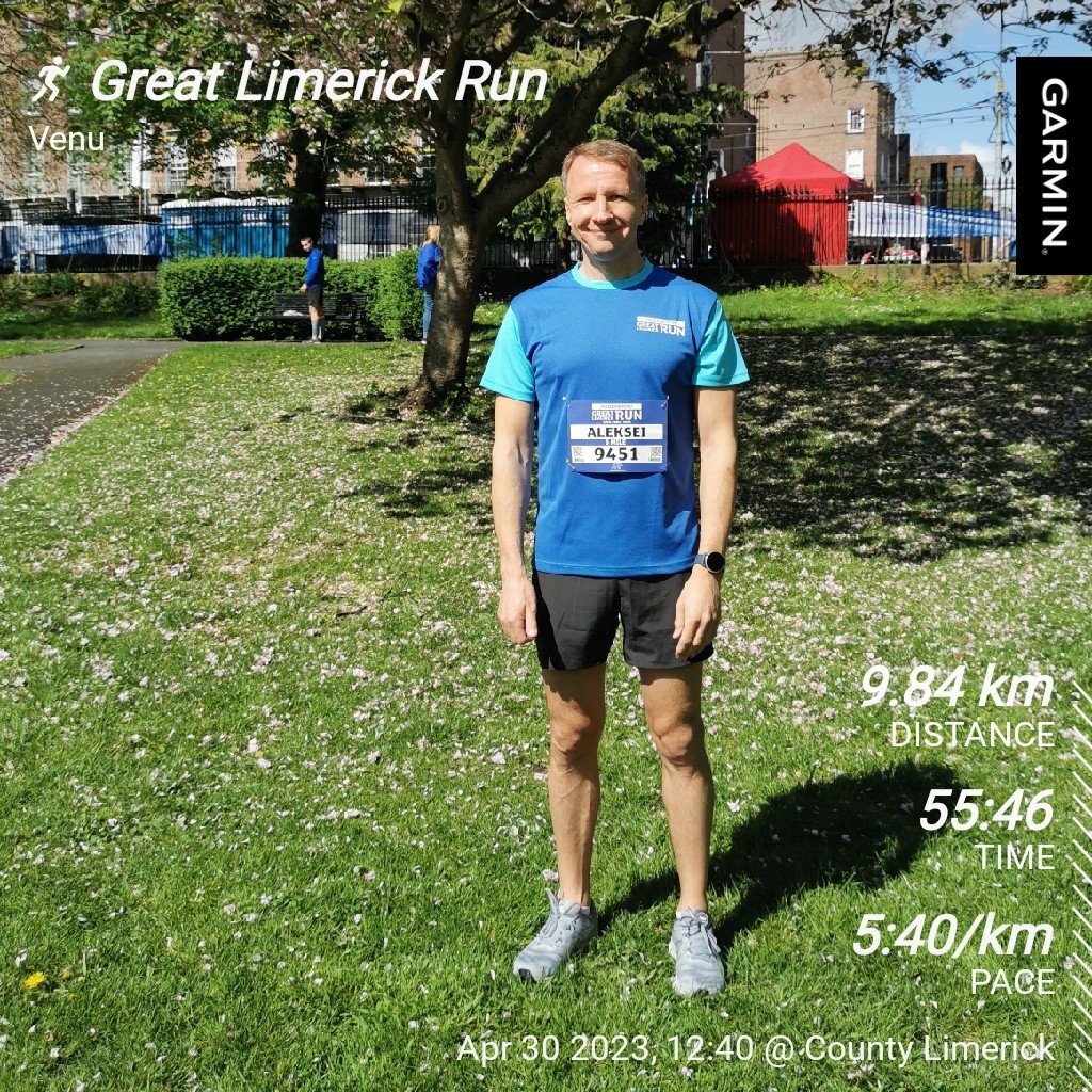 aylivex's tweet photo. #GreatLimerickRun — впервые бежал на организованном забеге не в Дублине. Мне очень понравилось! И с погодой повезло. Несмотря на то, что бежал без музыки, а может благоря тому, результат очень классный. Время по чипу: 55:40. #running #Limerick #runninginireland #ayxRunning https://t.co/sRkOKslsBg