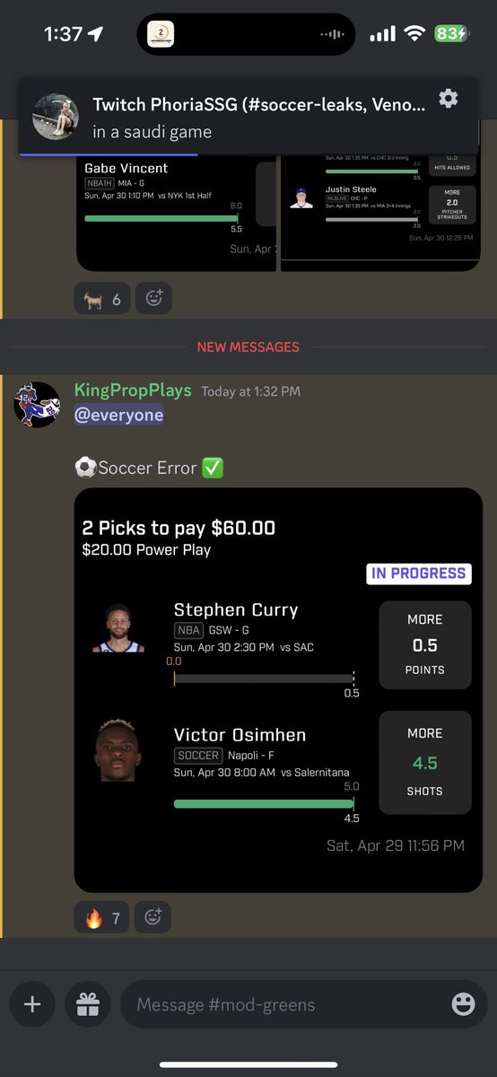ThanosPlates's tweet image. Another one of the mods @PlayerPropPlay Cashing out in the premium 

mee6.gg/m/thanosleaks

#PrizePicksNBA #PrizePicks #PlayerProps  #GamblingTwitter #NBAPicks #MLB #MLBPicks #Fliff #UnderdogFantasy #NHL #NHLPicks #DFS