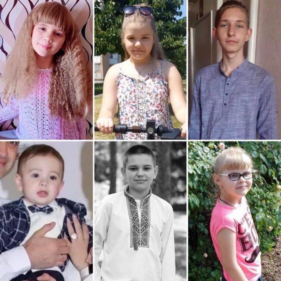Six Ukrainian kids killed by russian missile in Uman three days ago. #NeverForget