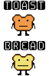 TheToastDev's tweet photo. The original image revealed by @CommanderQball at around the time of The Toasted Odyssey's original announcement, made with the intentions on how to differentiate between toast and bread in TTO. As of the writing of this, the colors of bread characters have changed slightly. https://t.co/PcQTyz91IK