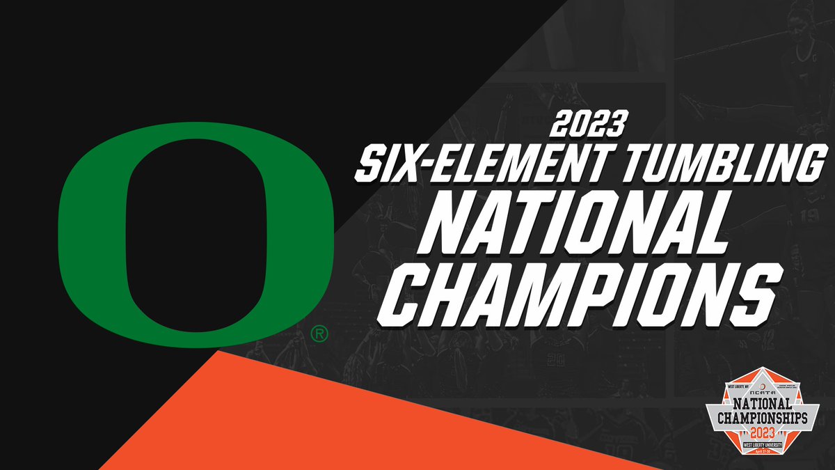 theNCATA's tweet photo. With a score of 9.750 ... the University of Oregon wins the 2023 Six-Element Tumbling National Championship! https://t.co/TRbtopBb8w