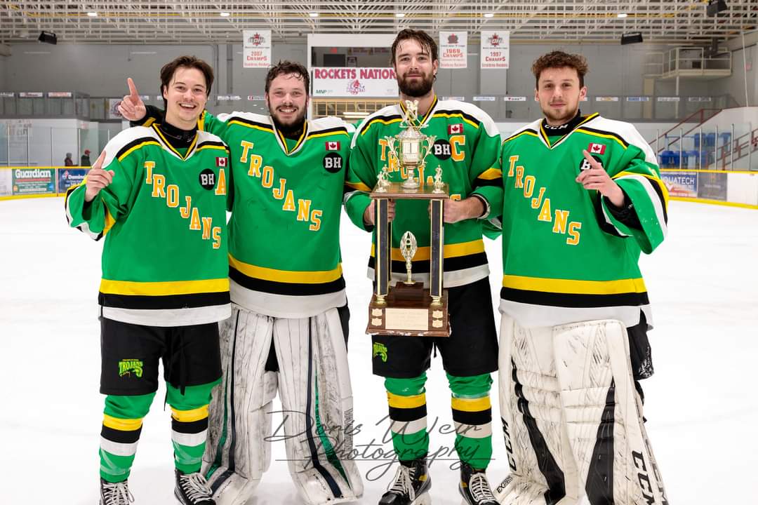 Tfordtrojans's tweet photo. Although our season has just ended, we are already missing our senior players who have now aged out of Junior C hockey. Carter Chard #18, Brant Galbraith #1, our Captain Gage Argue #9, and Spencer Mace #31. All of these guys played their hearts out this season. #TrojansAlumni https://t.co/sjp58kfmmV
