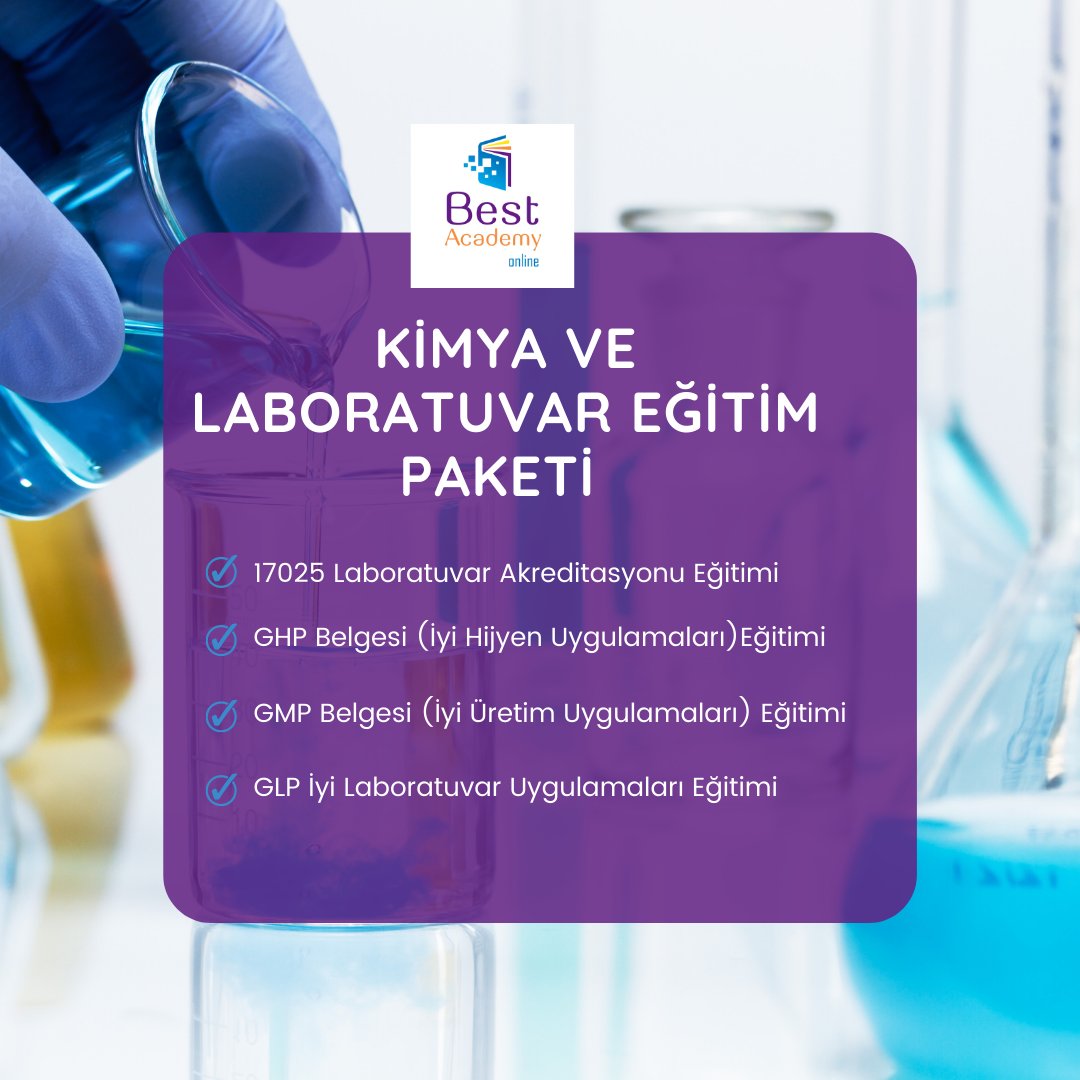 Kimya ve laboratuvar sektörü çalışanlarına özel hazırladığımız eğitim paketi ile 4 sertifikaya sahip olarak sektörünüzde ön plana çıkabilirsiniz.

#laboratuvar #laboratuvarteknikeri #laborant #kimyamühendisi #kimya