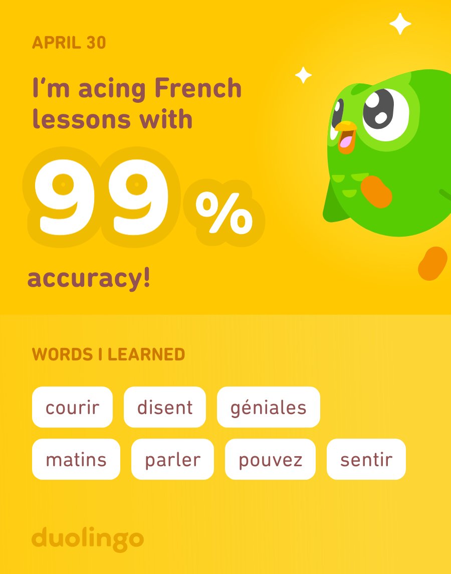 SamOhuGon's tweet photo. Je réussis tres bien mes cours de français avec Duolingo! https://t.co/SsUgq3gofD