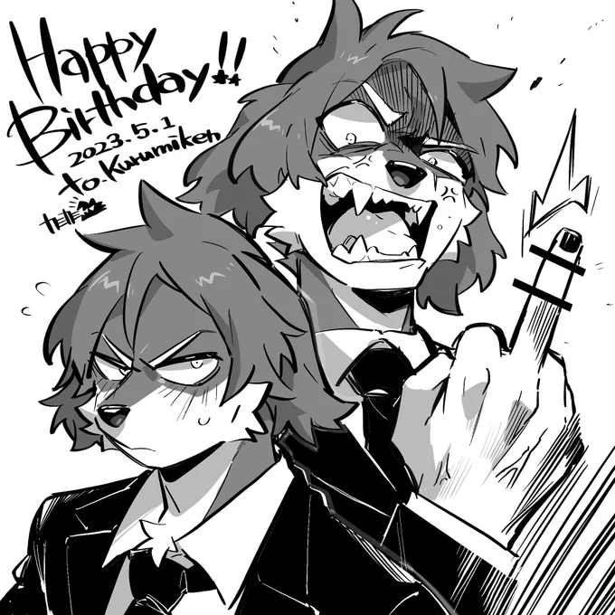 胡桃さん(@kurumiken)お誕生日おめでとうございます〜!!!!😊✨✨ ずっと描きたかったボノ君お借りしました🐶(かわよい