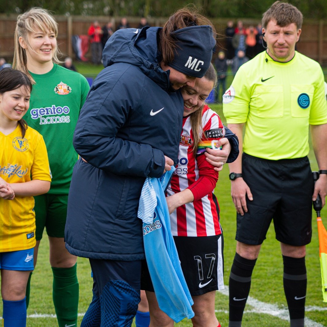 SAFCWomen's tweet photo. Abbey Joice today confirmed that she has played her last game for the Club and will be retiring from football. 

A midfield magician, a consummate professional, and a great person. 👏

Here's to you, Abbey Joice - a Sunderland legend. ❤️🤍

#SAFCWomen https://t.co/3esgBJgCYA