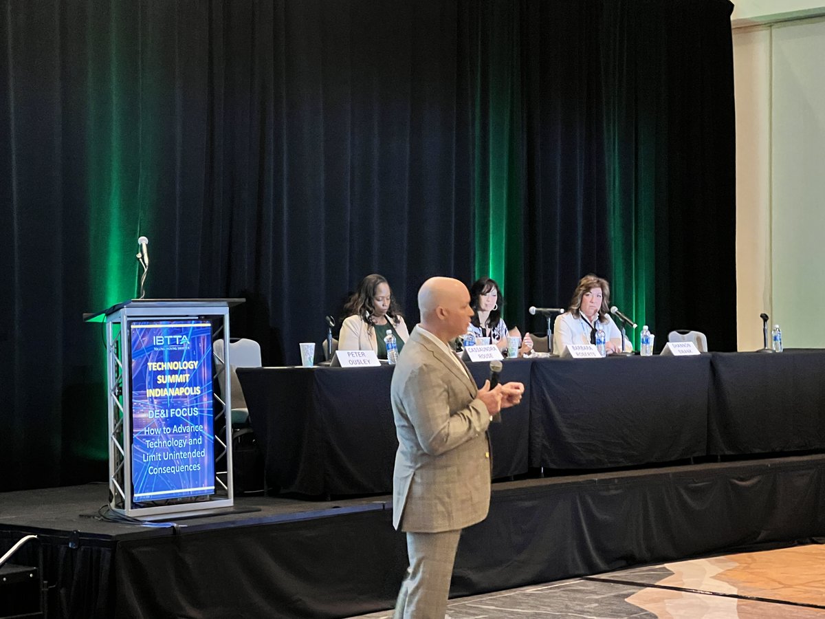 EtcToll's tweet photo. Kicking off day two of #IBTTAIndy is Executive Vice President of Strategic Initiatives, Shannon Swank being featured on a panel discussing #DEI. Panelists opined on the unintended consequences of unconsidered action and the impact of technological advancement. https://t.co/i6Djx9pZKT
