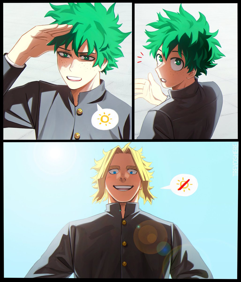 I can't get over last chapter's panel of Toshinori and Izuku, and their ridiculous height gap. There are two types of middle schoolers🥦🌳