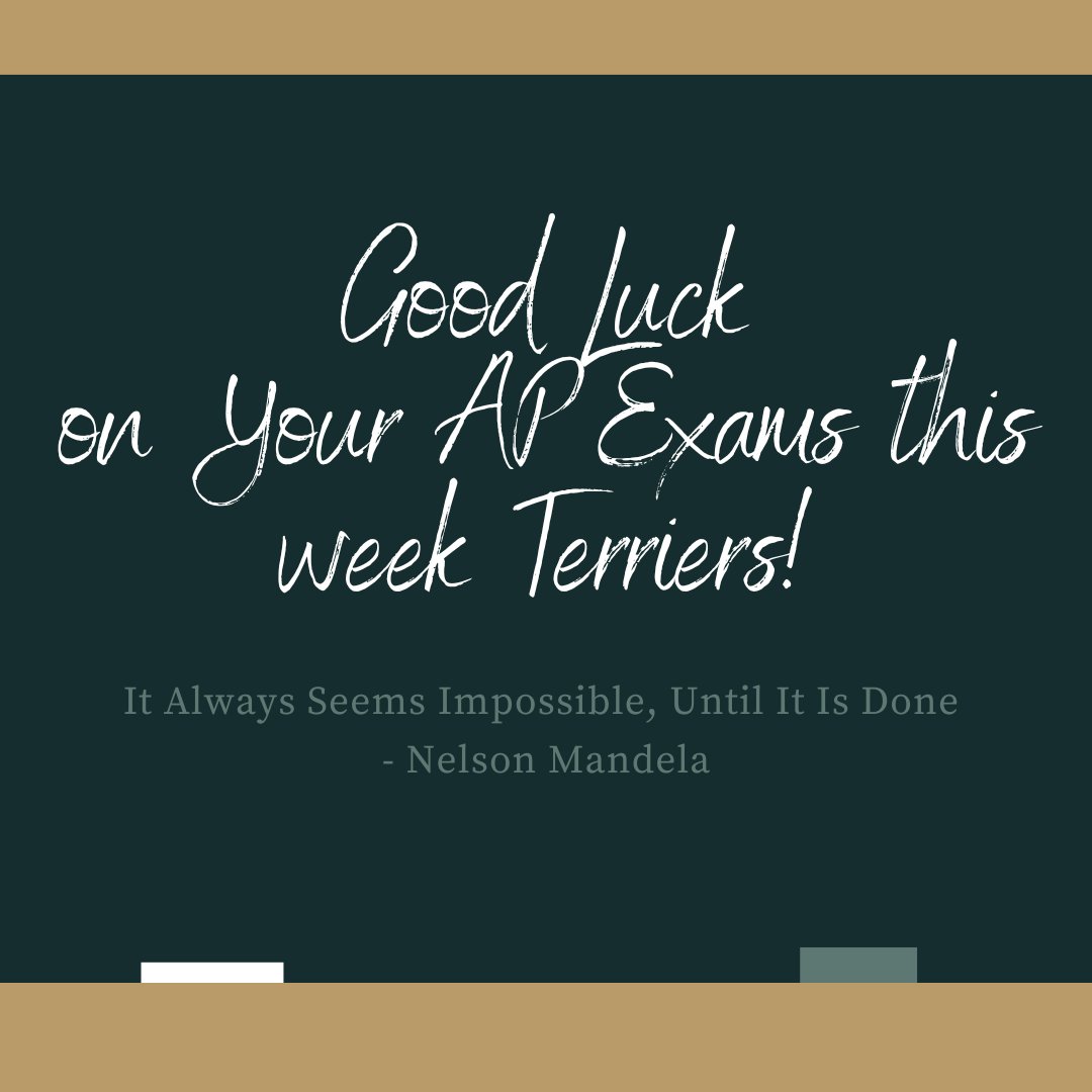 Good Luck to all of our students taking their AP Exams this week! You've Got This 👍