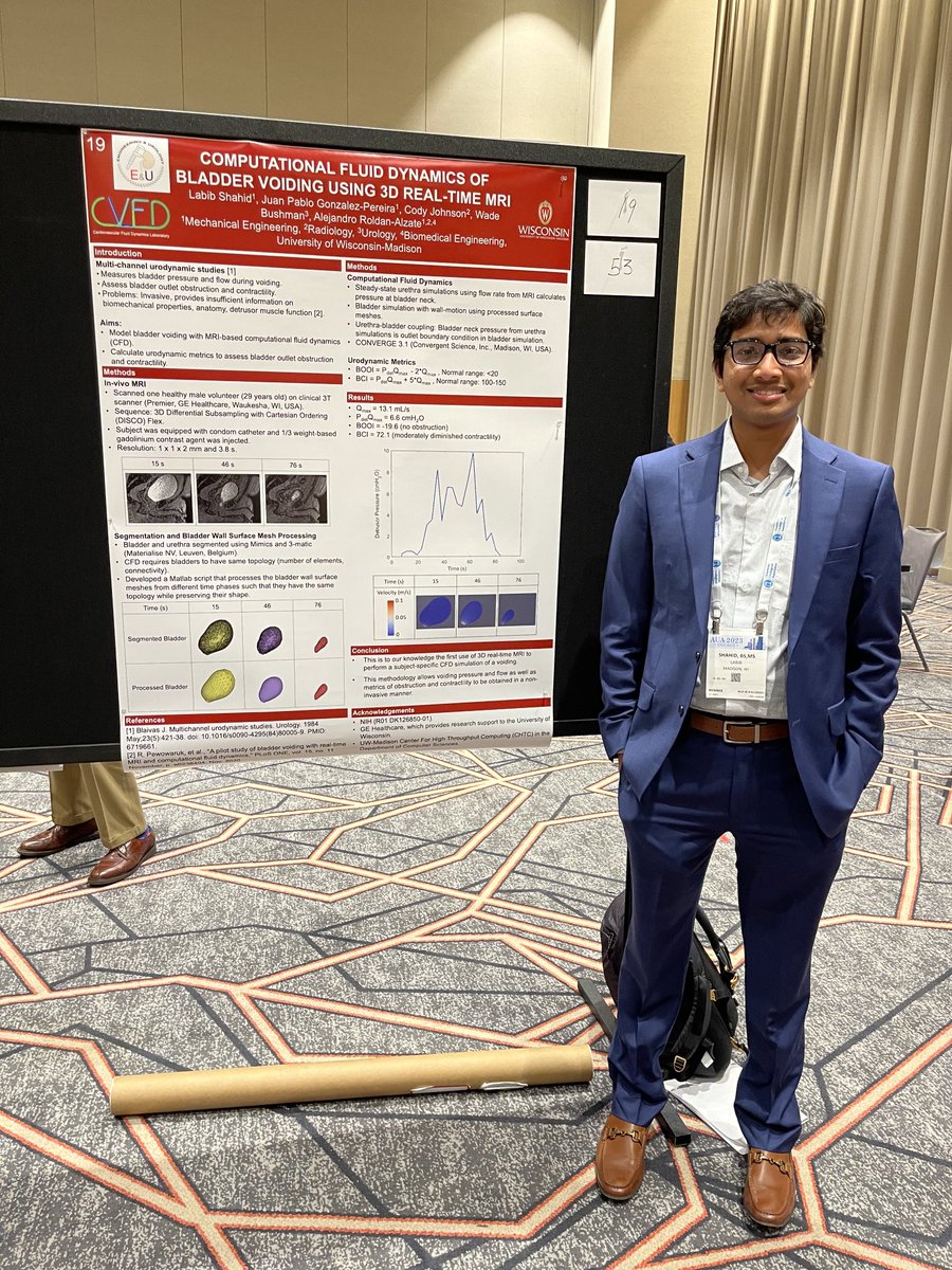 aroldan2011's tweet photo. Great work @LabibAShahid presenting your MRI based computational modeling to assess bladder biomechanics at #AUA23 Engineering &amp; Urology Society. @UWiscRadiology ⁦@UWMechEngr⁩ https://t.co/LtfFsMjHqG