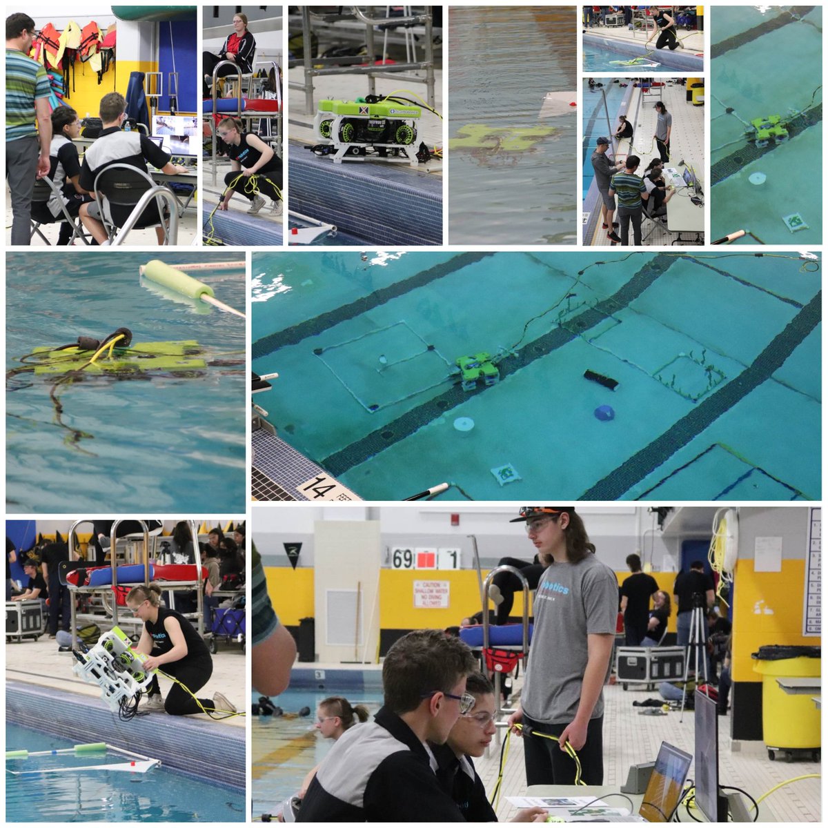 dotsciguy's tweet photo. In the pool for the @matecenter #ROV competition at @UWM w/ @StFrancisSDWI and @sfrobotics_wi Ss. Special thanks to @MidlandPlastics, @Coex3D, #bluerobotics, @__DWE__, and @jetcuts for your support in this journey. #hardestfunever #omgrobots #watergame https://t.co/wBmcF8guWm