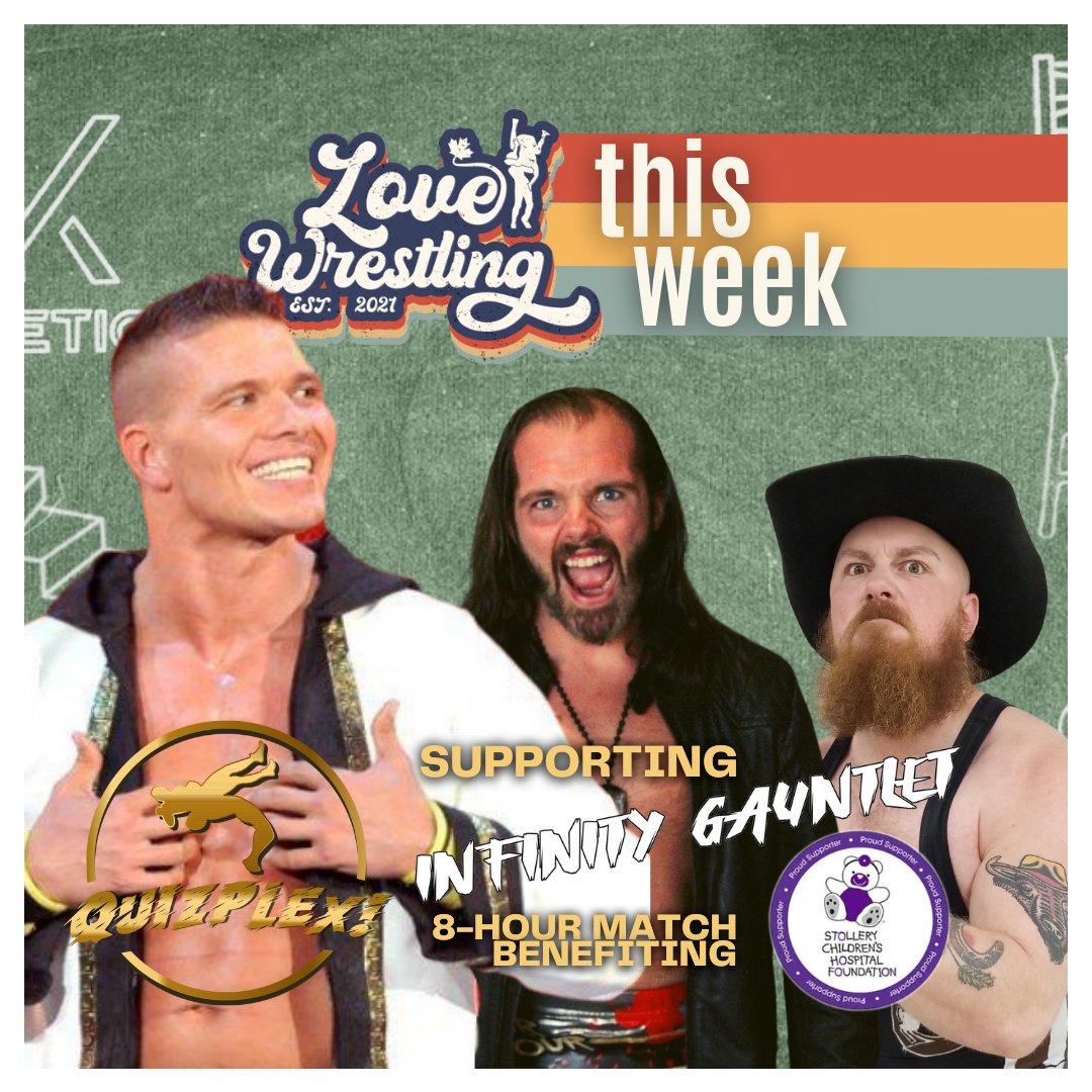 LoveWrestlingCA's tweet photo. THIS WEEK in LOVE WRESTLING

🧑‍🎓TONIGHT! #Quizplex, the Pro-Wrestling Pub Quiz with @TJWilson, @GodsGiftMRB &amp; BVD, fundraising for @StolleryKids
🎙️#MondayNightShaw w/Isaac Takeover!
🌟@B2Beards Episode 101!

#blowingoffSTREAM, #PunkandPiledrivers and MORE!
https://t.co/DrvBPU0hSD https://t.co/FlxZmJPxfP