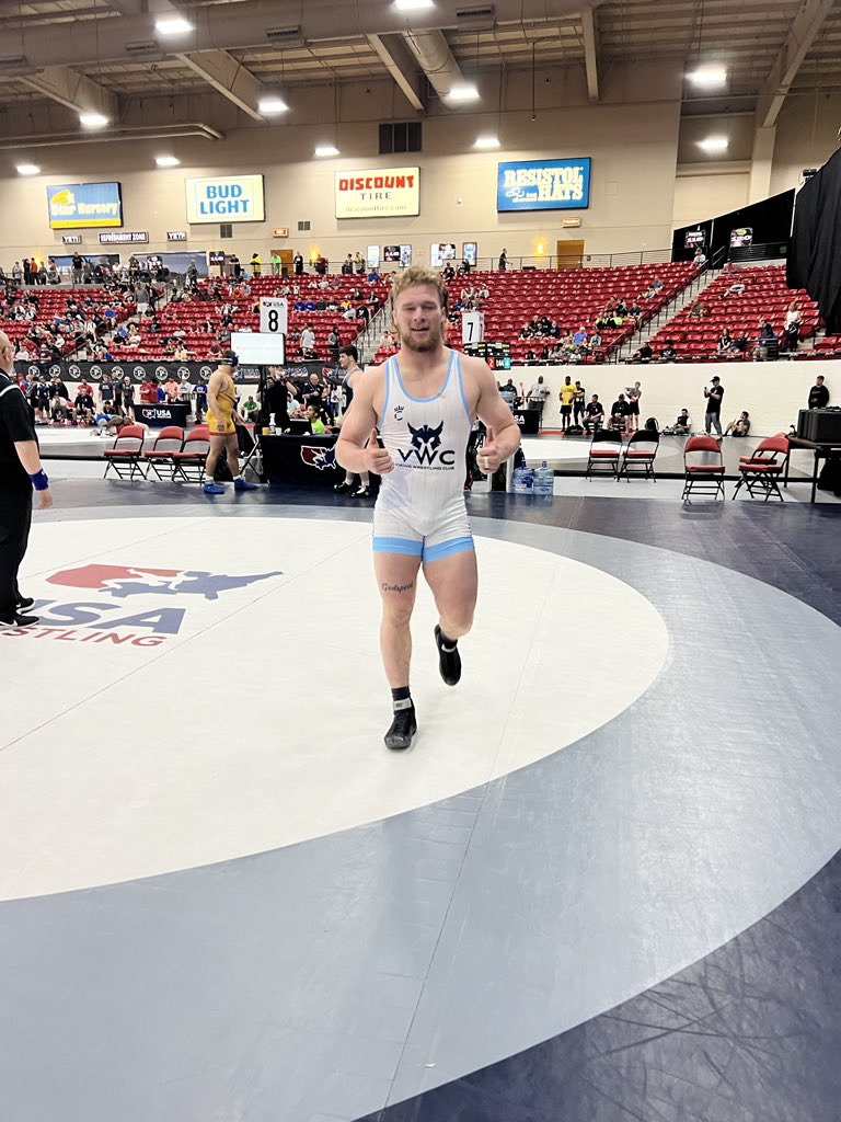 VikingRTC's tweet photo. With that win Max is qualified for the U20 World Team Trials. He’ll now wrestle for his placing.

Max Ramberg (Viking RTC) VSU Torin Forsyth (Southwest Timberwolves Kids Wrestling Club) , 10-0 1:59 https://t.co/EUU2DqXChw