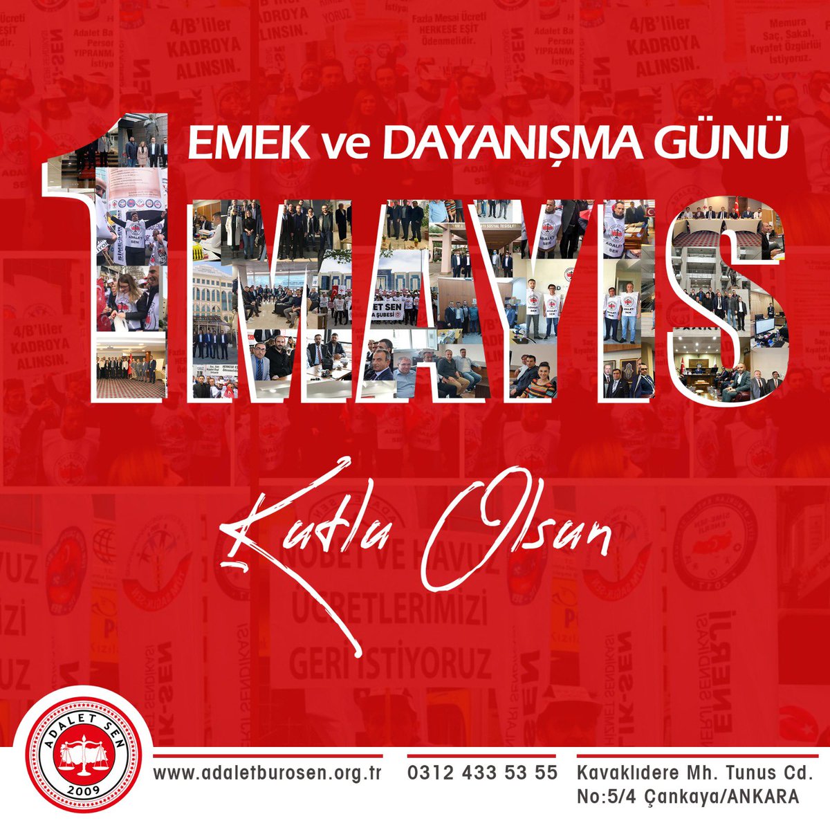 1 Mayıs; işçinin, memurun, tüm çalışanların bayramı. Bu günün bayram havasında geçebilmesinin ön koşulu çalışma hayatının iş barışını öncelik alan bir anlayışla ele alınmasından geçmektedir.

İş barışının sağlanabilmesinin yolu her çalışanın “eşit işe eşit ücret" prensibi