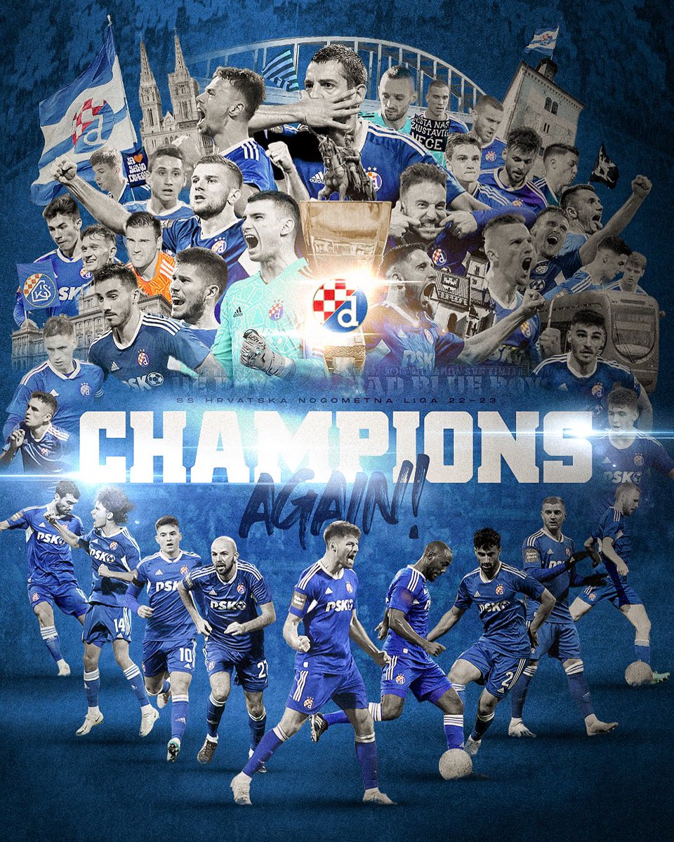 gnkdinamo's tweet photo. DAME I GOSPODO! 
Šampioni Hrvatske, ponovno! 💙🏆👏🏻
#dinamozagreb https://t.co/fndQxe8eTg