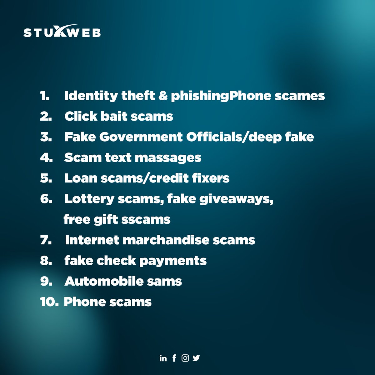 Stuxweb's tweet photo. Top 10 Scams of 2023 https://t.co/189LElZ9Xh