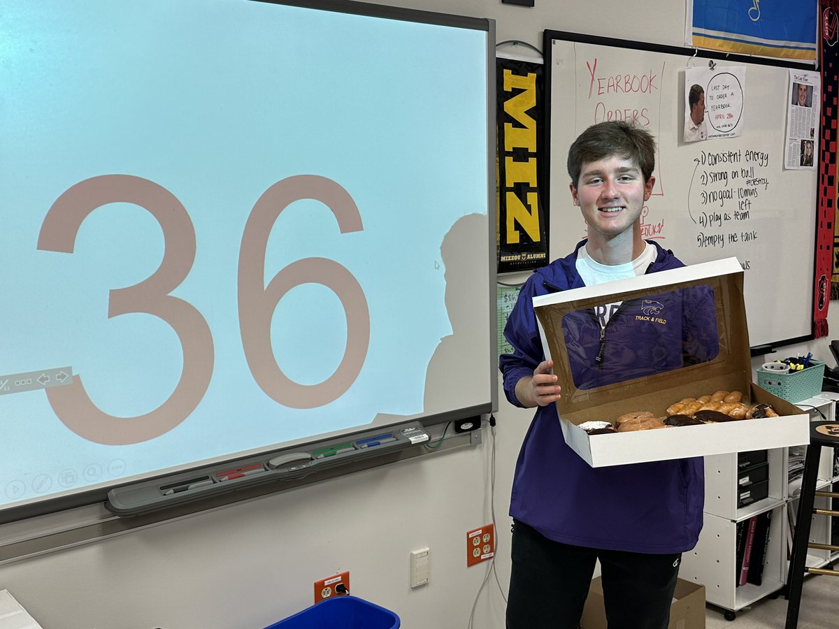 b_pearson's tweet photo. Congrats to Ryan Watkins on his 36 on the the ACT! We celebrated with donuts today — thank you EHS admin team! #EUR #ehs63025 https://t.co/HemOVdzucG