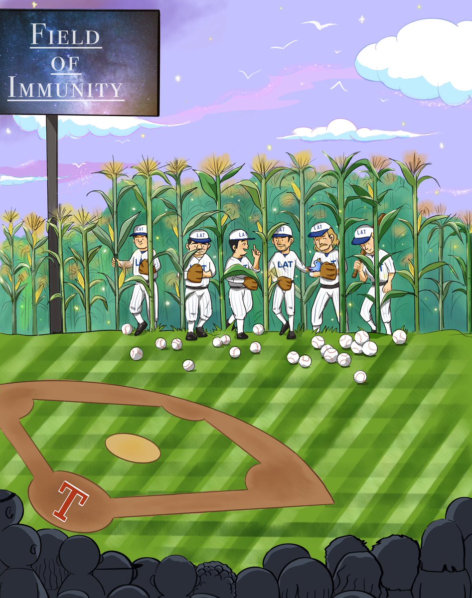 T cell (baseball park) becomes active due to the mutual interaction between the LAT condensates (players and balls) and the lipid ordered domains at the PM (corn field). How can you not be romantic about baseball and science? <a href="/MLB/">MLB</a> <a href="/ScienceAdvances/">Science Advances</a>