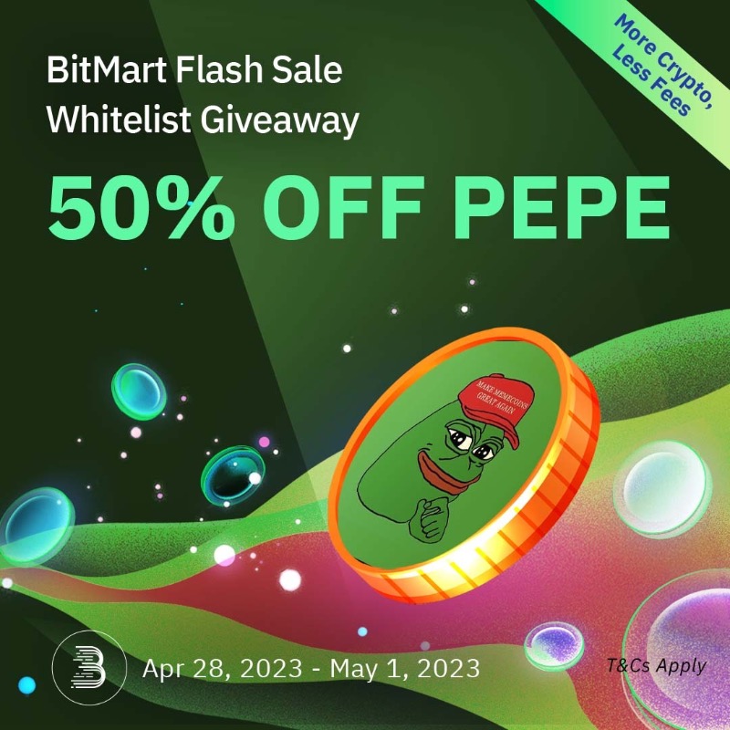 BitMartExchange's tweet photo. Ready to ride the wave of $PEPE? 🐸

Join now to win one of the five whitelists of our PEPE 50% OFF Flash Sale:
1⃣️Follow us, RT, tag 3 friends
2⃣️Sign up: https://t.co/e1Z81sLY1Y
3⃣️Complete: https://t.co/50UP0u0uLJ

#Pepecoin #memecoins #memecoin #giveaway
