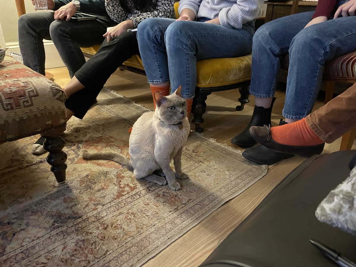 Fernanda_Pirie's tweet photo. What can Anderson's 'Imagined Communities' bring to socio-legal studies? Members of the @OxfordCSLS reading group have lots to discuss - Hong Kong, post-colonial China, modern Indonesia, French and British literature. With an interested cat. https://t.co/GbUfXkZuf3