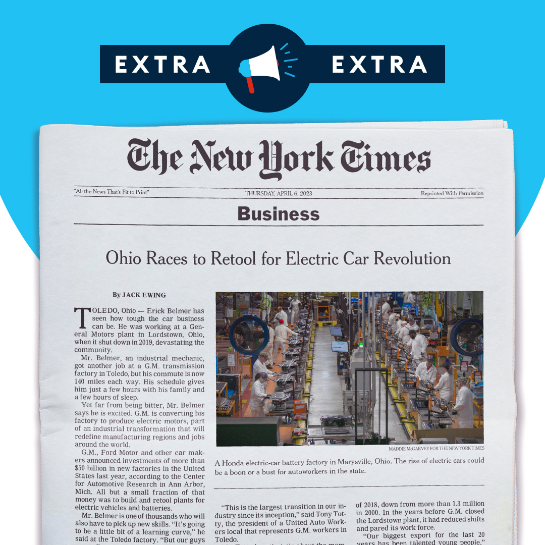 It's a rare day that I see coverage of Ohio's leadership in a critical industry above the fold on the front page of <a href="/nytimes/">The New York Times</a>! jobsoh.io/7amC50O1cX2 <a href="/GovMikeDeWine/">Governor Mike DeWine</a> @LtGovHusted <a href="/JackEwingNYT/">Jack Ewing</a> <a href="/dsaucier/">Dana Saucier Jr</a> <a href="/Jbridges1911/">Jonathan Bridges</a> <a href="/JobsOhio/">JobsOhio</a>