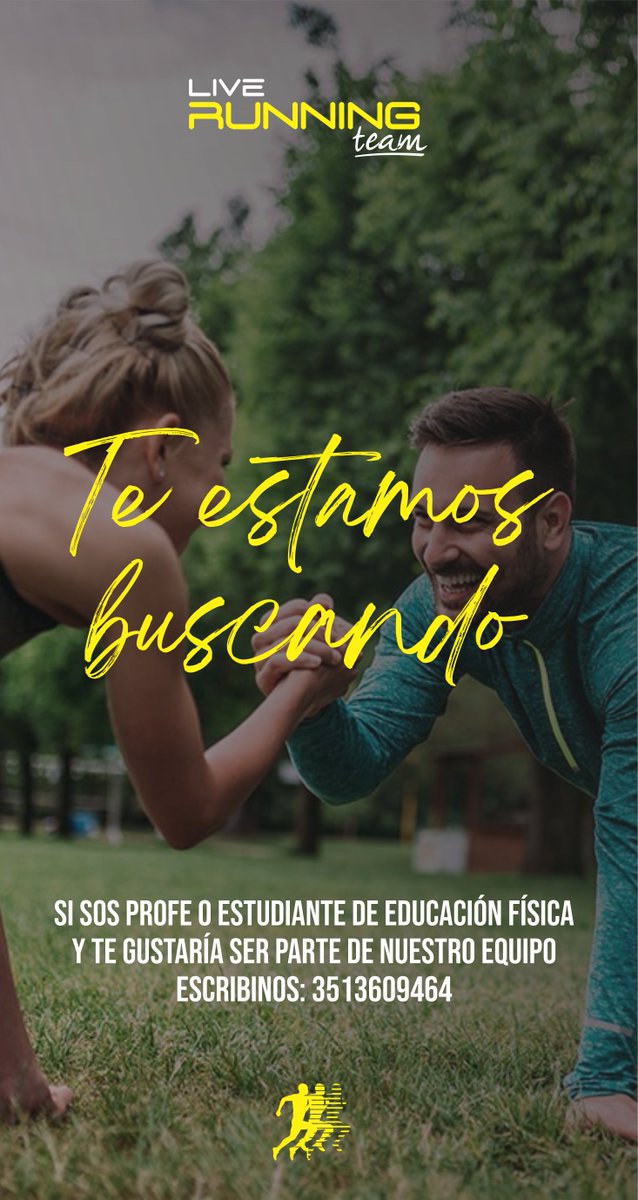 LiveRunningTeam's tweet image. Oportunidad Laboral @VivireNuevaCba 

¡Te estamos buscando!