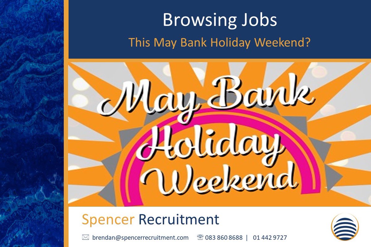 Browsing the job market this May #BankHolidayWeekend ? Looking for new opportunities in PR, Communications, Public Affairs, Sustainability, Events, Sales &amp; more? Get in touch &amp; check out our website for more detail 👉 spencerrecruitment.com/current-opport… #recruitment #ApplyToday #jobs