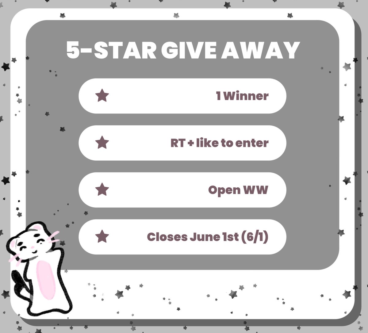 bbokseungah's tweet photo. [ Stray Kids 5-Star Limited Album Give Away by @bbokseungah ]

info~
⭐ 1 winner
⭐ SEALED LIMITED VER 
⭐ open WW (check below)

rules~
⭐ RT and like to enter
⭐ priv rts and qrts do not count !!!!
⭐ you do not have to follow!

⭐ closes 6/1 winner announced 6/2 !! https://t.co/iVtrpZPvKY