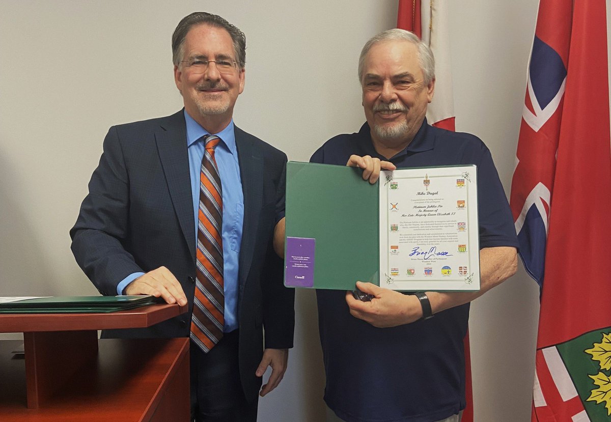 ASSISTGroupWE's tweet photo. President Mike Dugal’s efforts were recently recognized when @BrianMasseMP presented him with a Platinum Jubilee pin in honour of Her Late Majesty Queen Elizabeth II, which honours individuals who have dedicated themselves to family, community and country. Congratulations Mike! https://t.co/bnYwkitbuK
