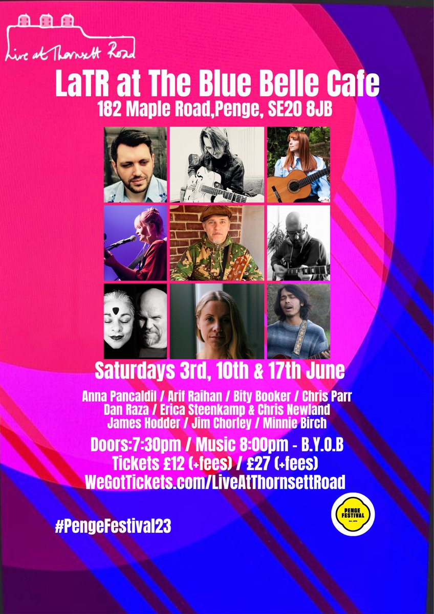 Live music in Penge, South London in June as part of the Penge Festival. @DanRazaMusic @JHodderTunes @BityBooker @JimChorley1 @minniebirch @ChrisJParr @annapancaldi Erica Steenkamp & Chris Newland Arif Raihan WeGotTicket.com/LiveAtThornset… #Local #LiveMusic #PengeFestivsl23
