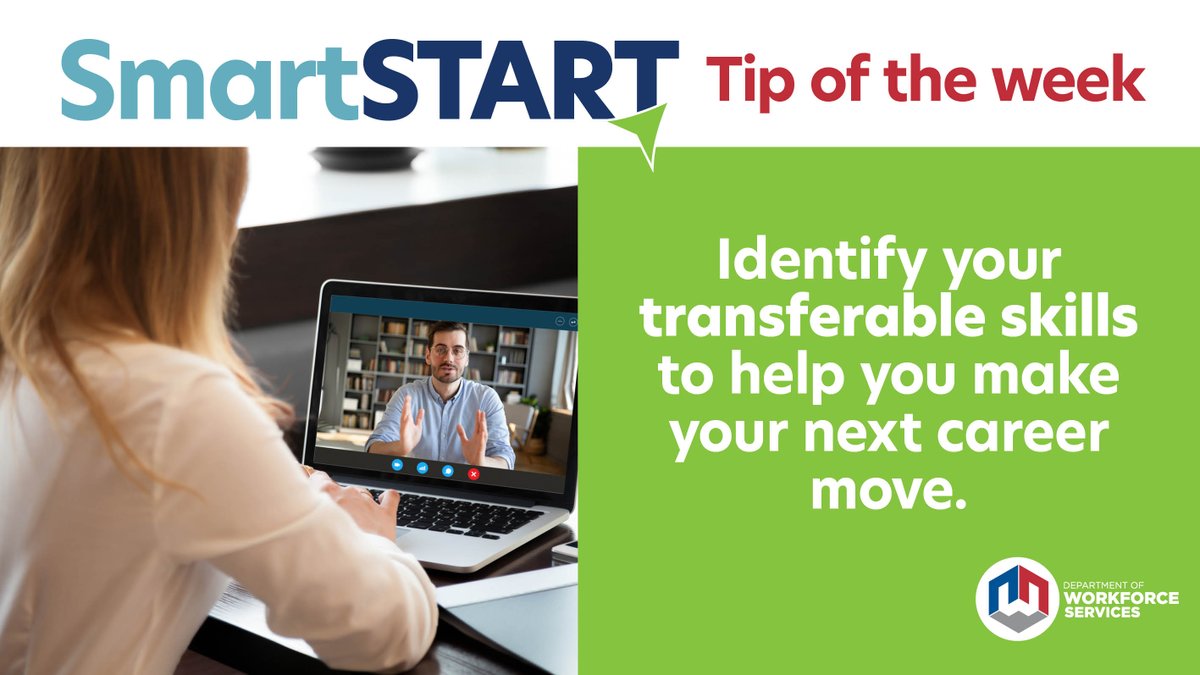 JobsUT's tweet photo. Smart Start tip: If you’re worried you don’t have the right skills for your next career move, determine what transferable skills you’ve gained through past experiences. Use the worksheet to identify your transferable skills! https://t.co/StqayEajZA #JobSearch #SmartStartTips https://t.co/fAMbglQtCM