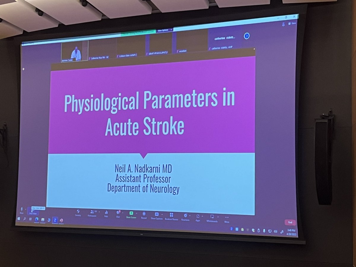 Last but not least one of our newest faculty members Dr. Nadkarni speaking about other non pharmacological or interventional interventions. 
#icp #stroke #befast #NeuroTwitter #medtwitter